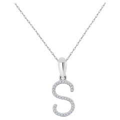 14K White Gold 0.10ct Diamond Initial S Pendant for Her