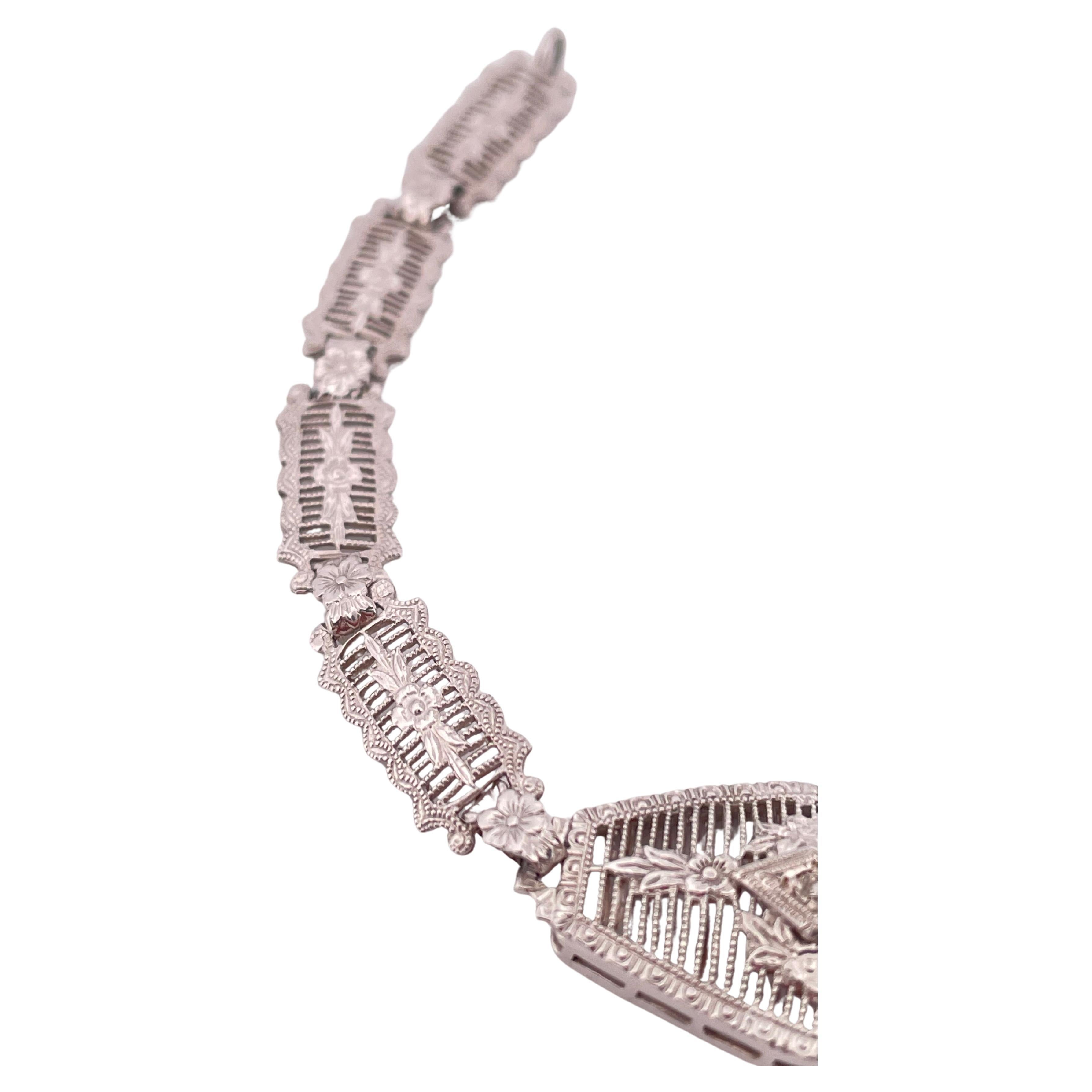 Pulsera Filigrana de Diamantes 0.10ctw Oro Blanco 14k Corte redondo en venta