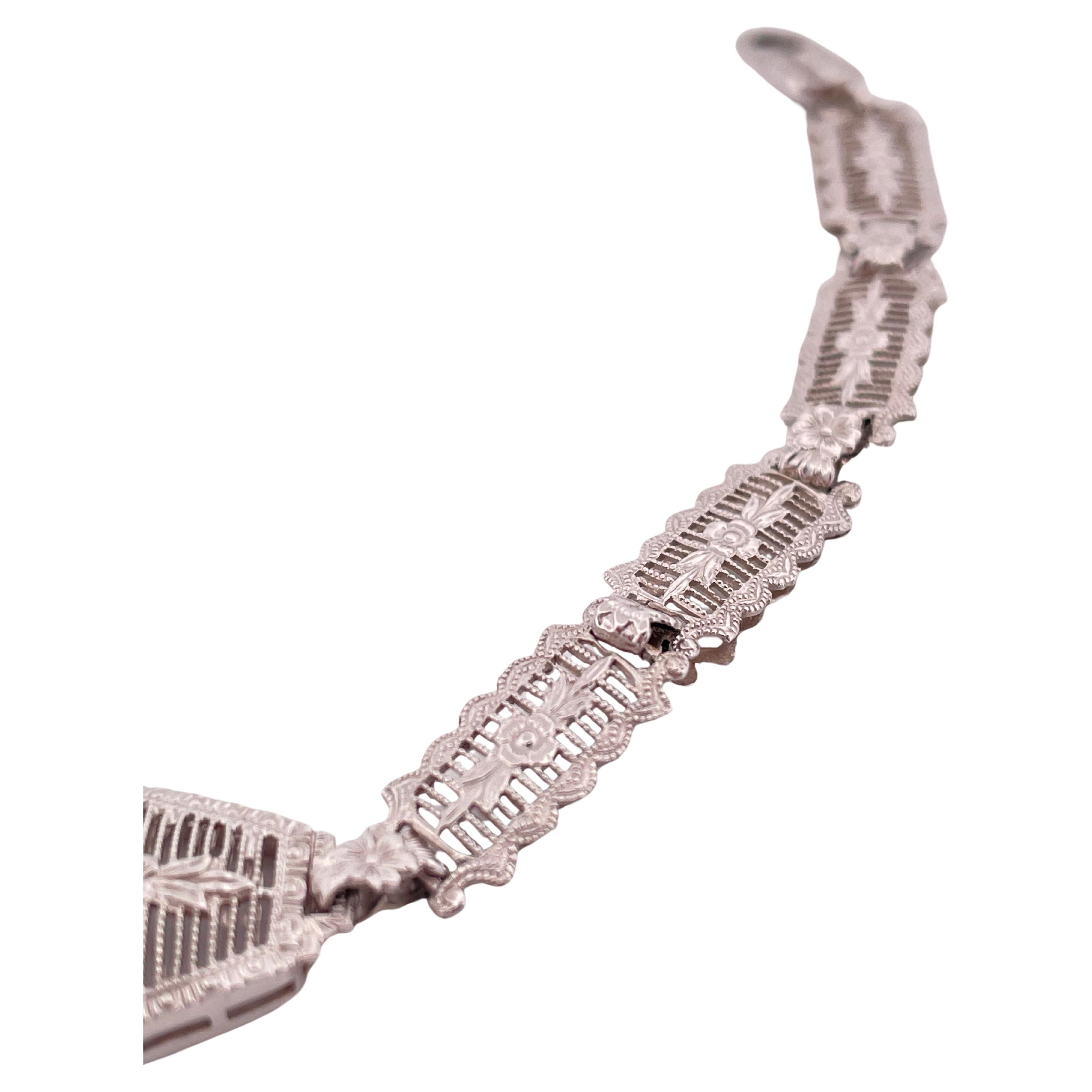 Pulsera Filigrana de Diamantes 0.10ctw Oro Blanco 14k en Excelente estado para la venta en Sewickley, PA