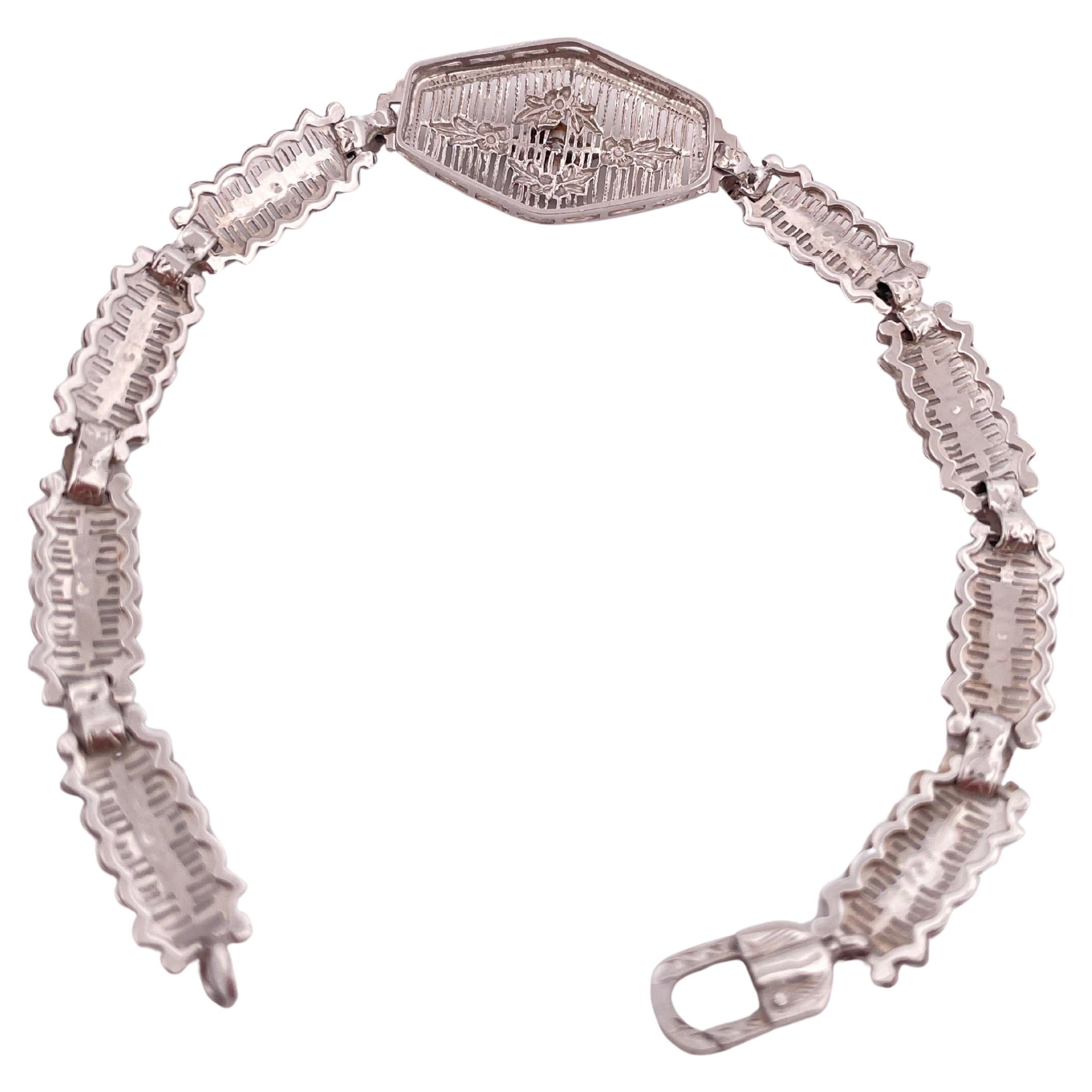 Pulsera Filigrana de Diamantes 0.10ctw Oro Blanco 14k en venta 1