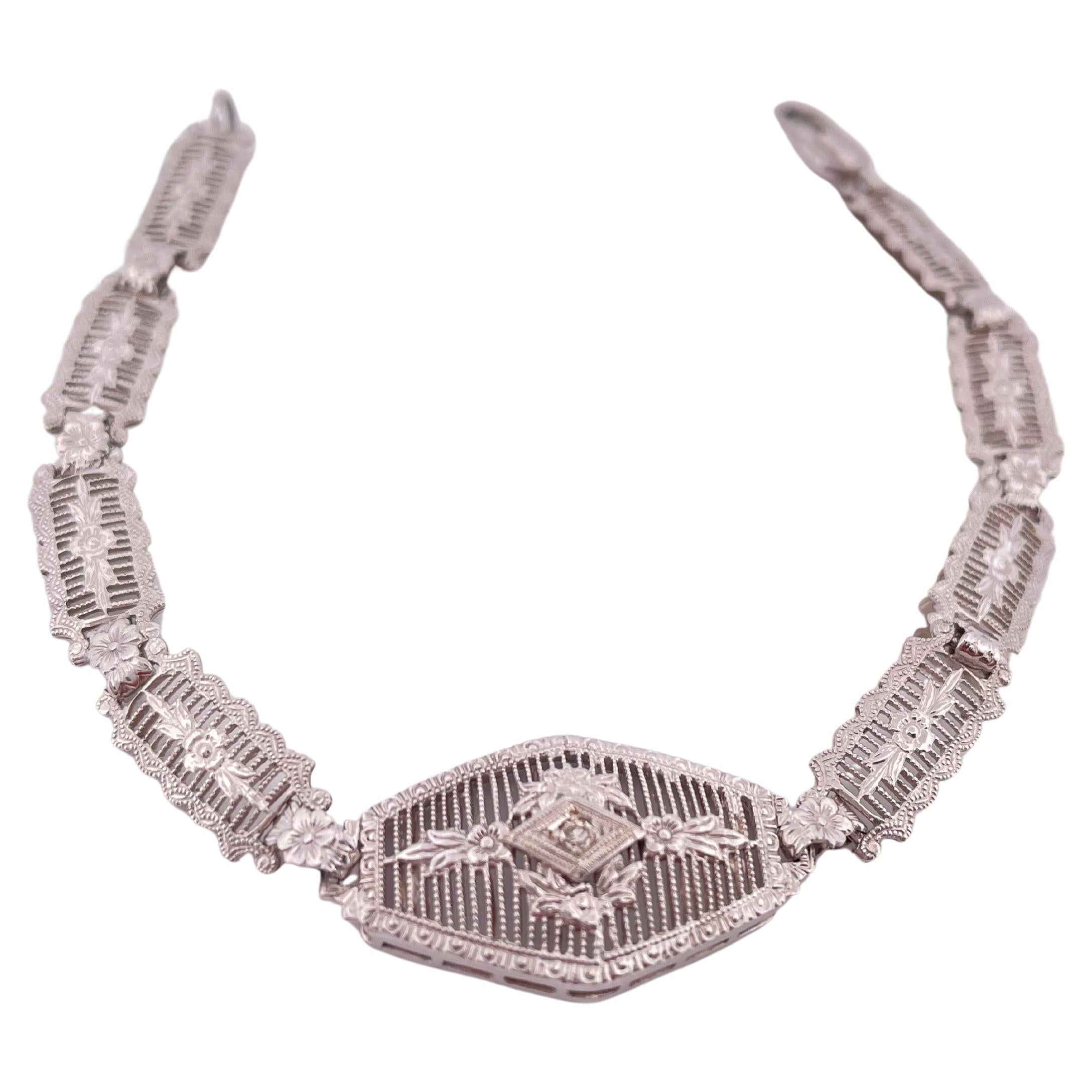 14k Weißgold 0,10ctw Diamant Filigran-Armband