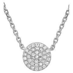Collar Colgante Círculo Diamante Oro Blanco 14k 0,11 Quilates