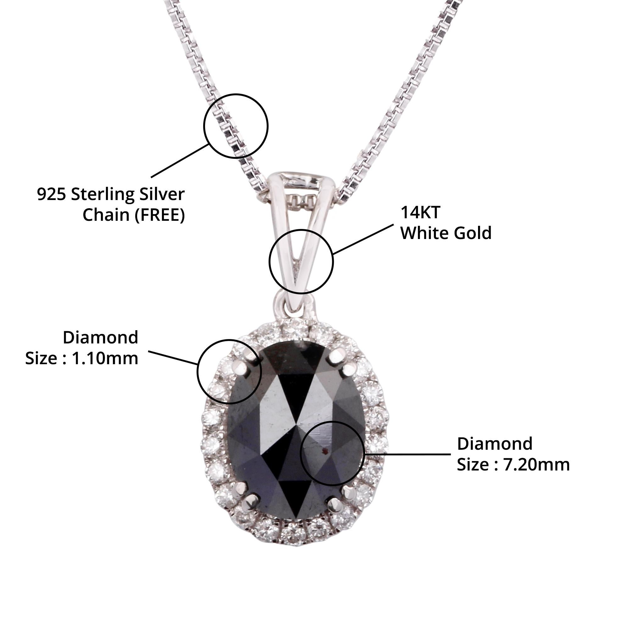 Item details:-

✦ SKU:- JPD00165WWW

✦ Material :- Gold

✦ Metal Purity : 14K White Gold

✦ Gemstone Specification:- 
✧ Clear Diamond Round (l1/H1) - 1.10mm - 22 Pcs
✧ Real Black Diamond - 7.20 mm - 1 Pc


✦ Approx. Diamond Carat Weight : 0.138
