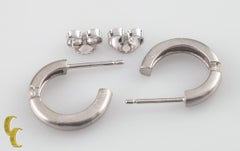 14k White Gold & 0.15 Carat Diamond Half Hoop Earrings