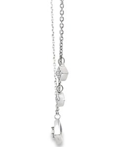 14K White Gold 0.15 Carat Diamond Necklace with 3 Affixed Diamond Shaped Pendant