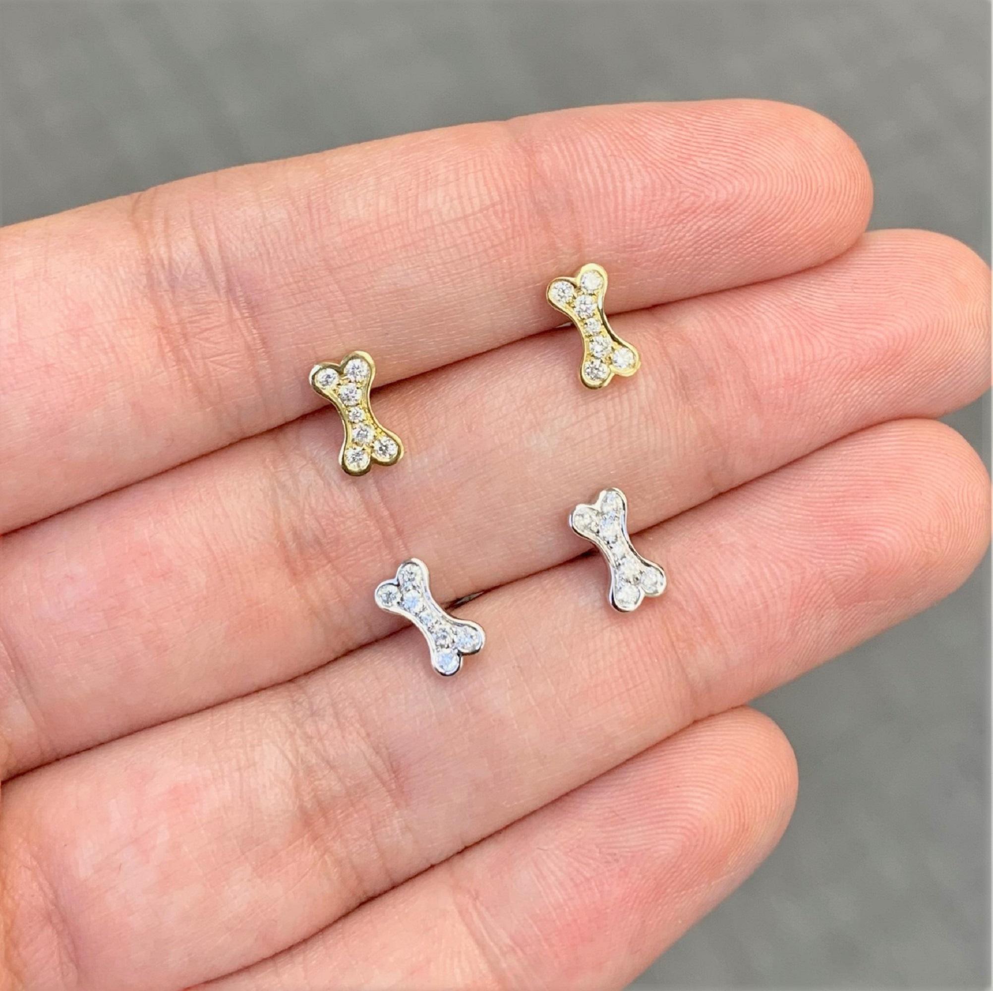 Quality Diamond Earrings: Made from real 14k gold and glittering Diamonds on a dog bone design approximately 0.15 ct. Certified diamonds,  with a color and clarity of GH-SI. Butterfly Pushback Closure
 Surprise Your Loved One with Our Dog Bone