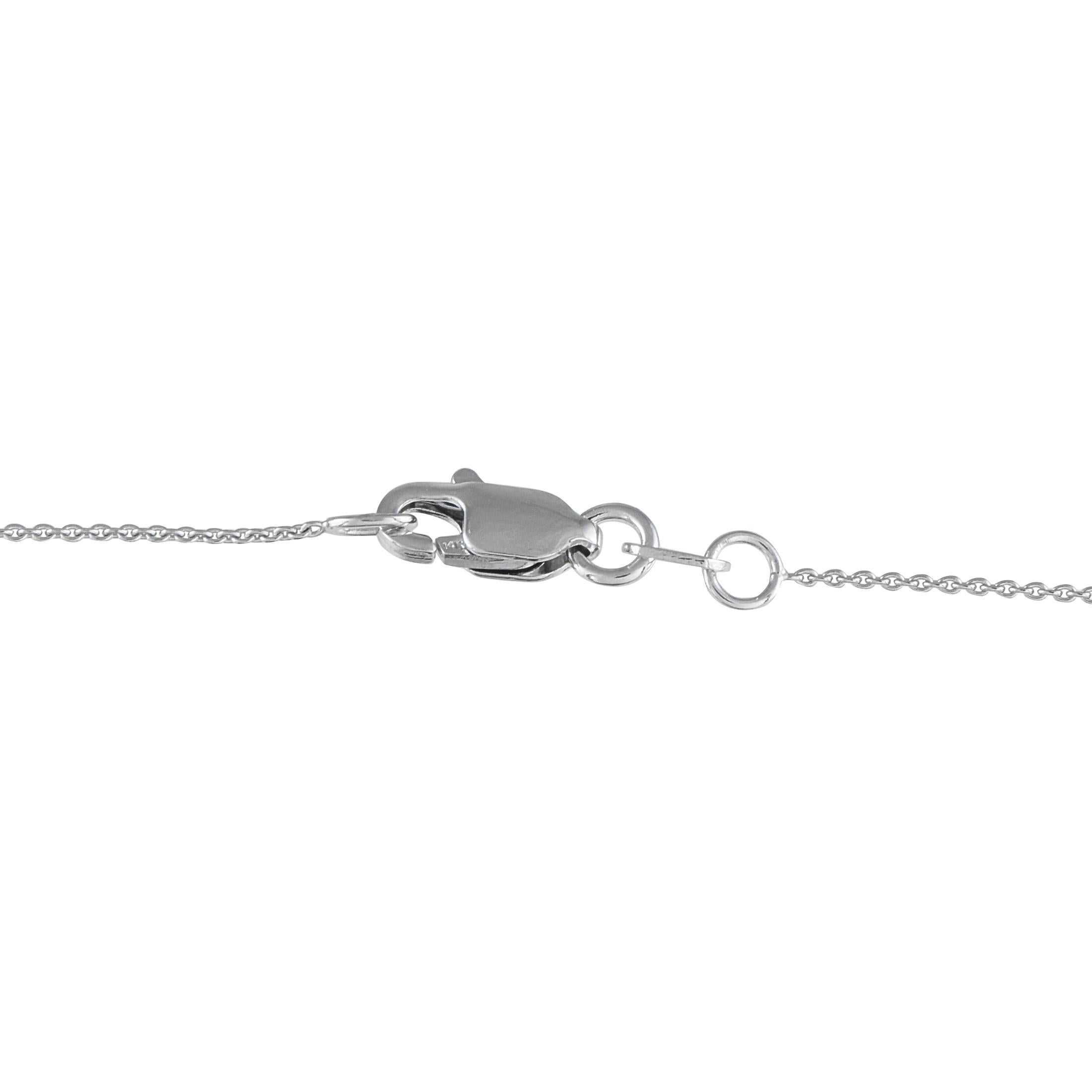 Round Cut 14K White Gold 0.15ct Diamond Necklace For Sale