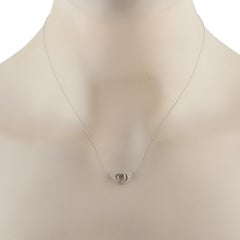14K White Gold 0.15ct Diamond Pave Handcuff Pendant Necklace