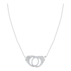 14K White Gold 0.15ct Diamond Pave Handcuff Pendant Necklace