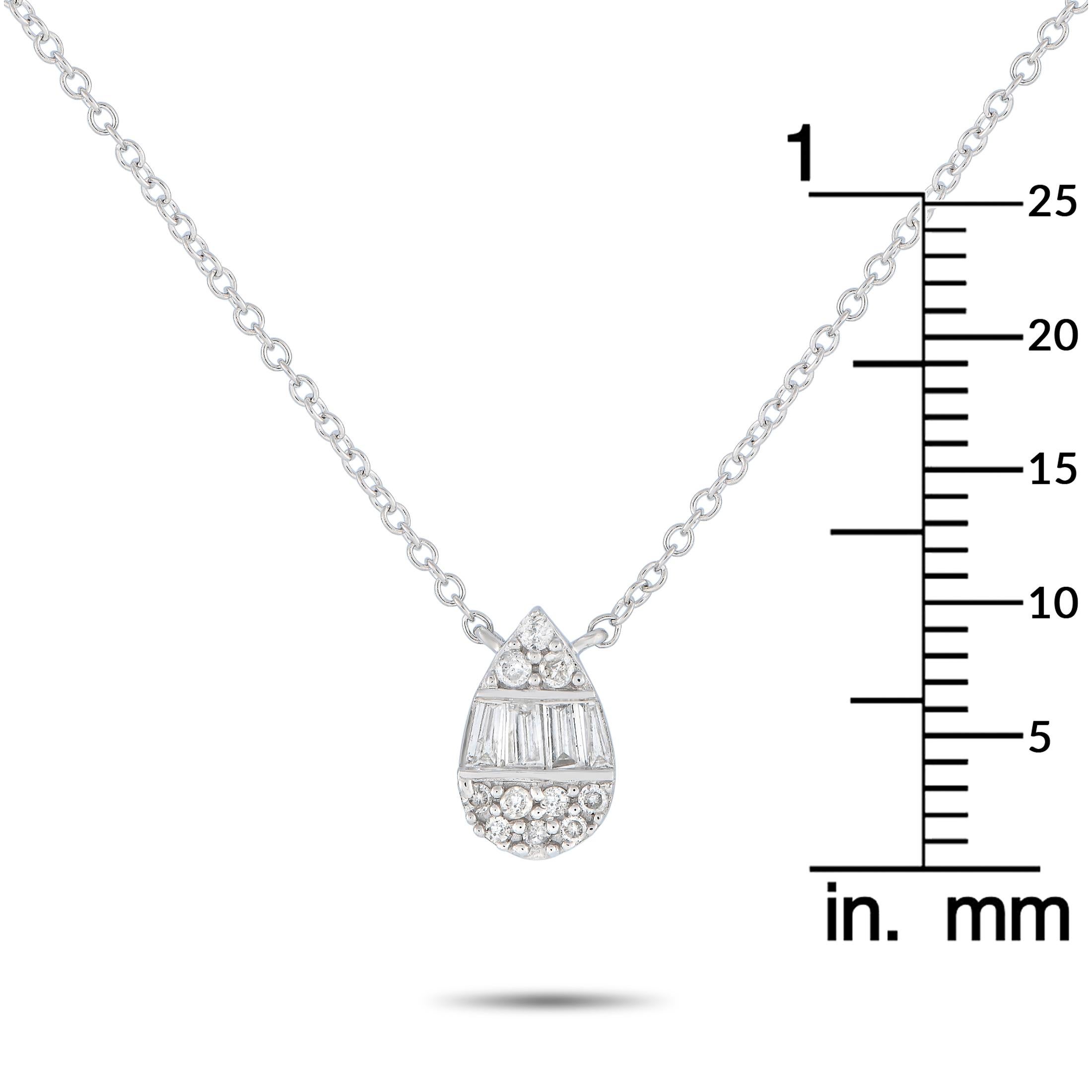 14K White Gold 0.15ct Diamond Pear Necklace PN15162-W In New Condition For Sale In Southampton, PA