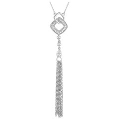 14K White Gold 0.15ct Diamond Tassel Necklace