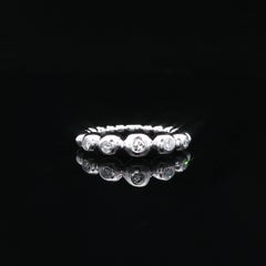 14k White Gold 0.15ctw Burnish Diamond Unique 5 Stone Bubble Band Ring