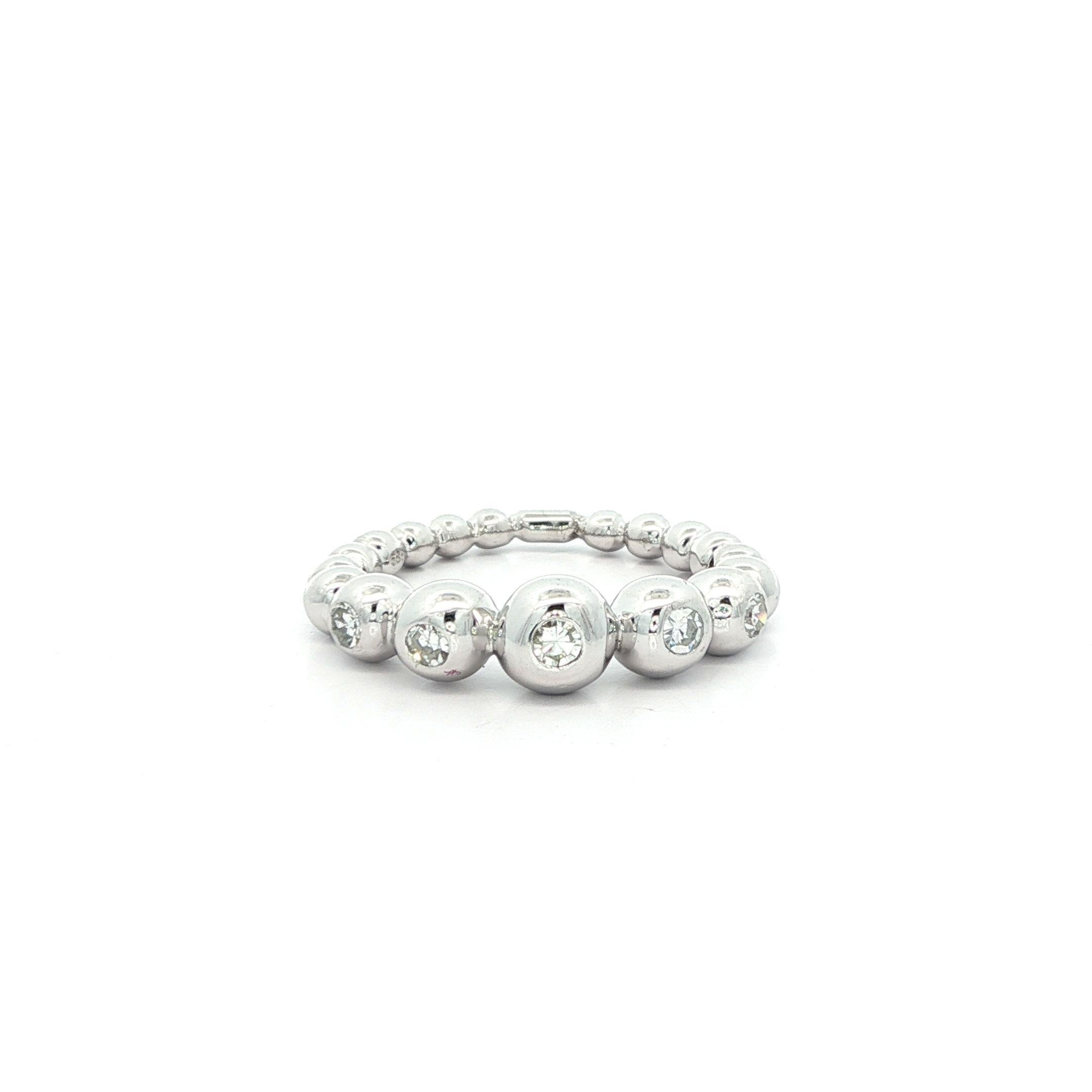 14k Weißgold 0,15ctw Burnish Diamond Einzigartige 5 Stone Bubble Band Ring (Einfacher Schliff) im Angebot