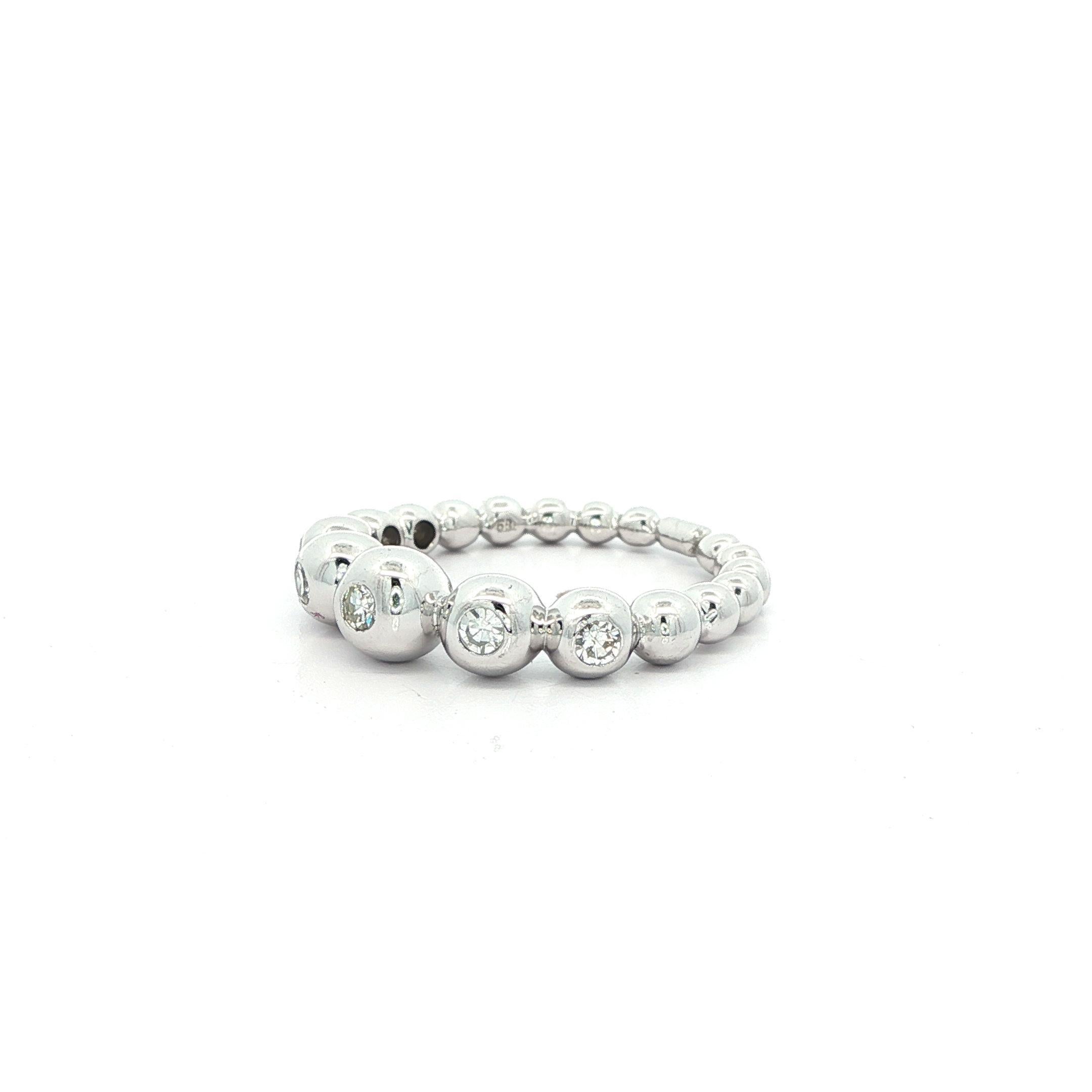 14k Weißgold 0,15ctw Burnish Diamond Einzigartige 5 Stone Bubble Band Ring Damen im Angebot