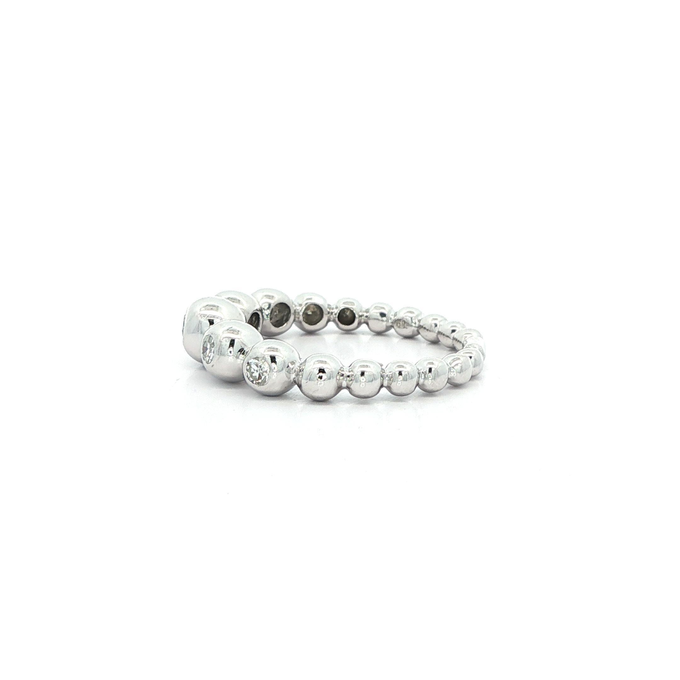 14k Weißgold 0,15ctw Burnish Diamond Einzigartige 5 Stone Bubble Band Ring im Angebot 1
