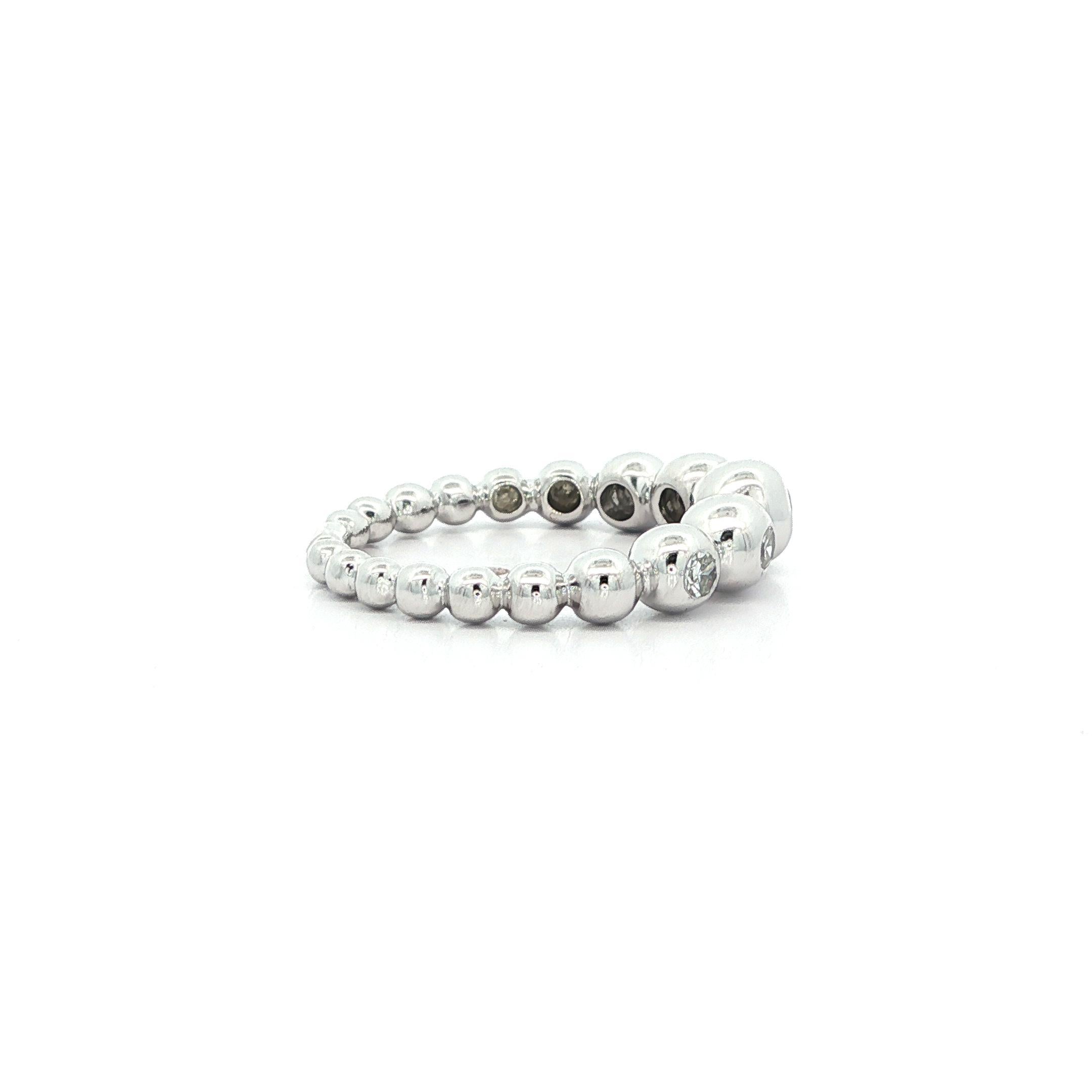 14k Weißgold 0,15ctw Burnish Diamond Einzigartige 5 Stone Bubble Band Ring im Angebot 2