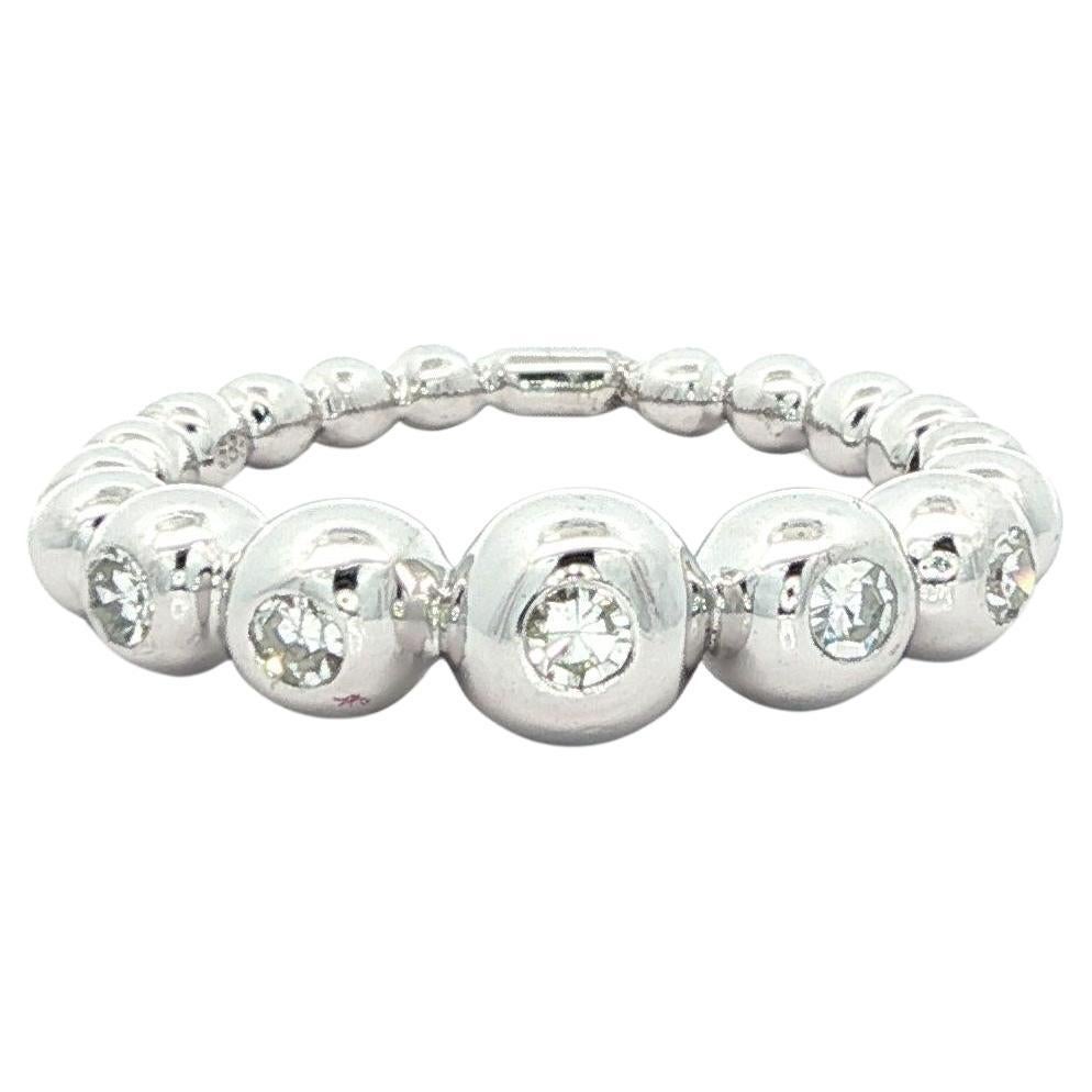 14k Weißgold 0,15ctw Burnish Diamond Einzigartige 5 Stone Bubble Band Ring im Angebot