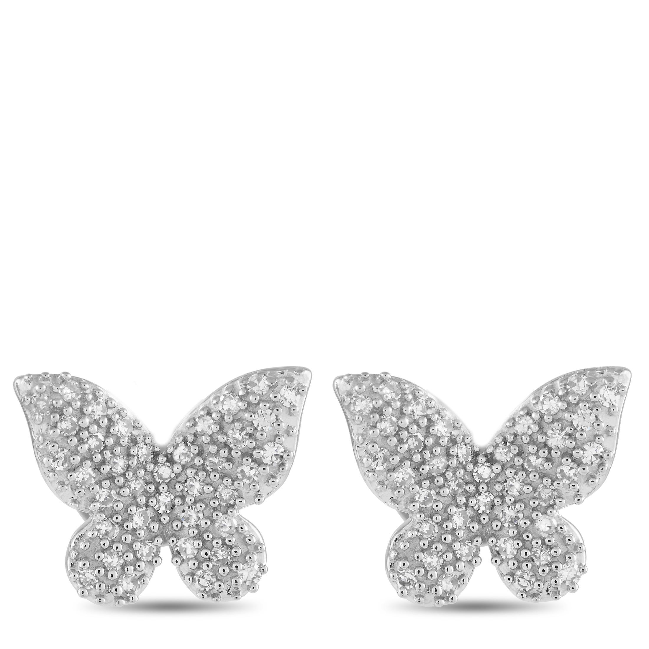 14K White Gold 0.16ct Diamond Butterfly Earrings In New Condition For Sale In Southampton, PA