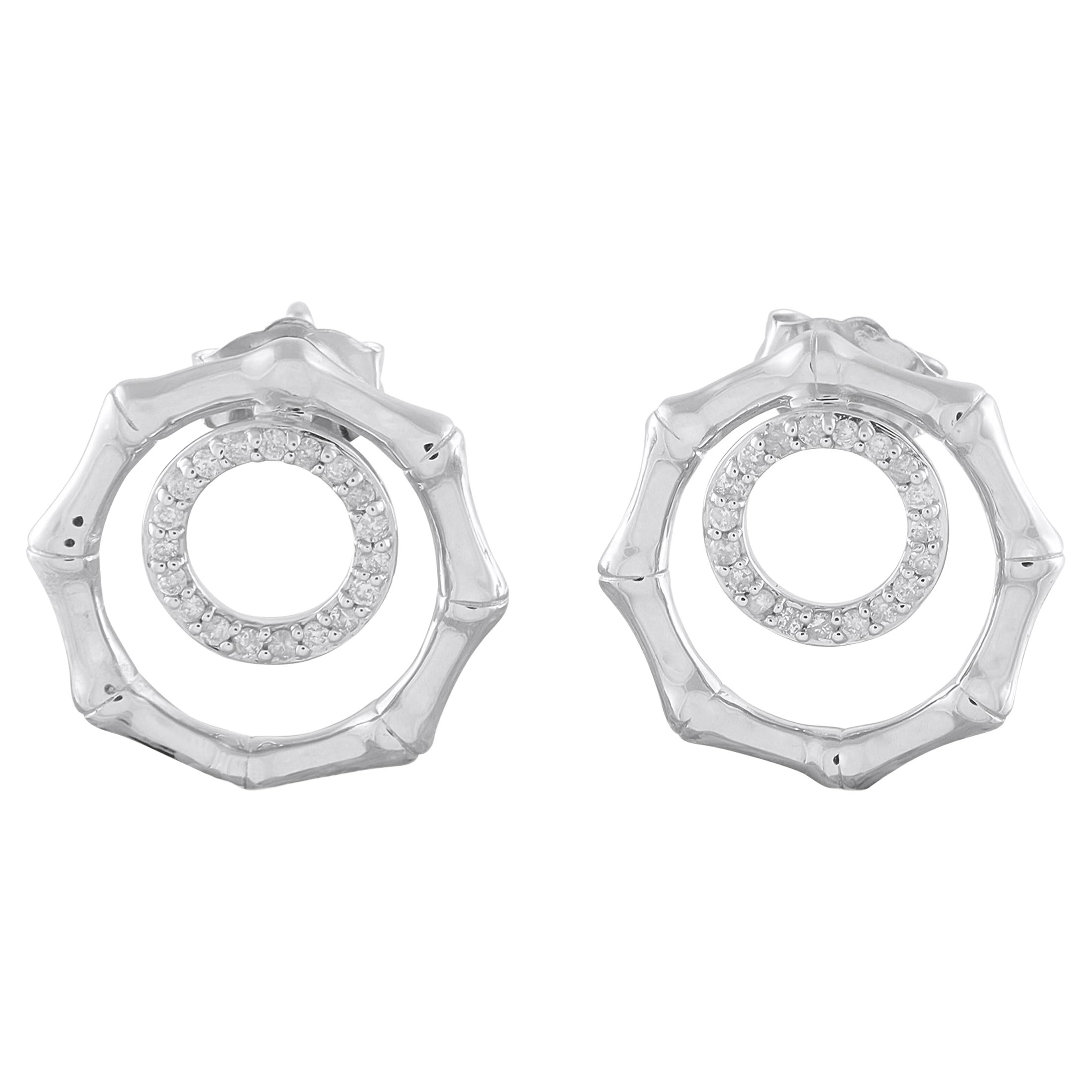 Orecchini con diamanti in oro bianco 14K 0,16ct ER29883 in vendita