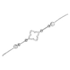 14K White Gold 0.16ct Diamond Quatrefoil Bracelet