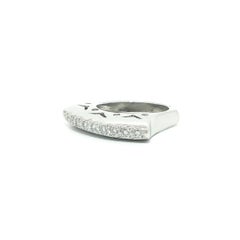 14k White Gold 0.18ctw Pave Diamond Open Work Flared High Profile Band Ring