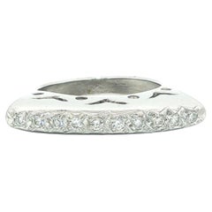 14k White Gold 0.18ctw Pave Diamond Open Work Flared High Profile Band Ring