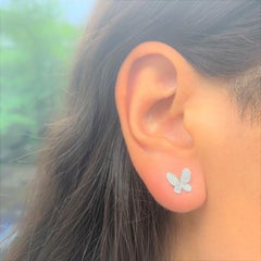 14k White Gold 0.20 Carat Diamond Butterfly Stud Earrings