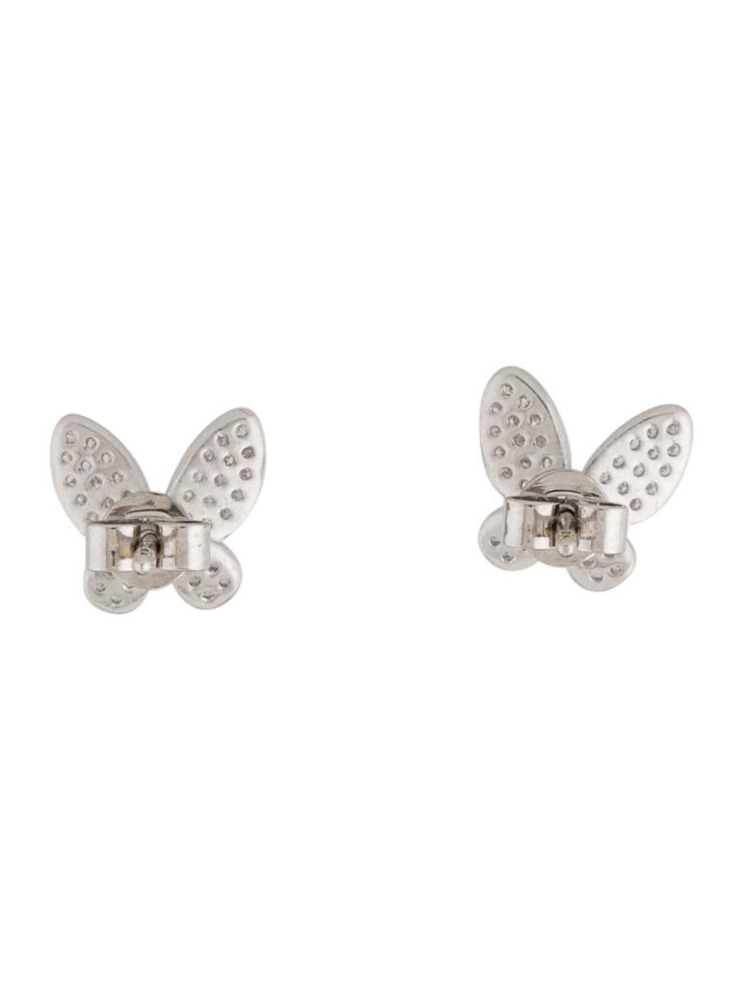 14k White Gold 0.20 Carat Diamond Butterfly Stud Earrings For Sale 1