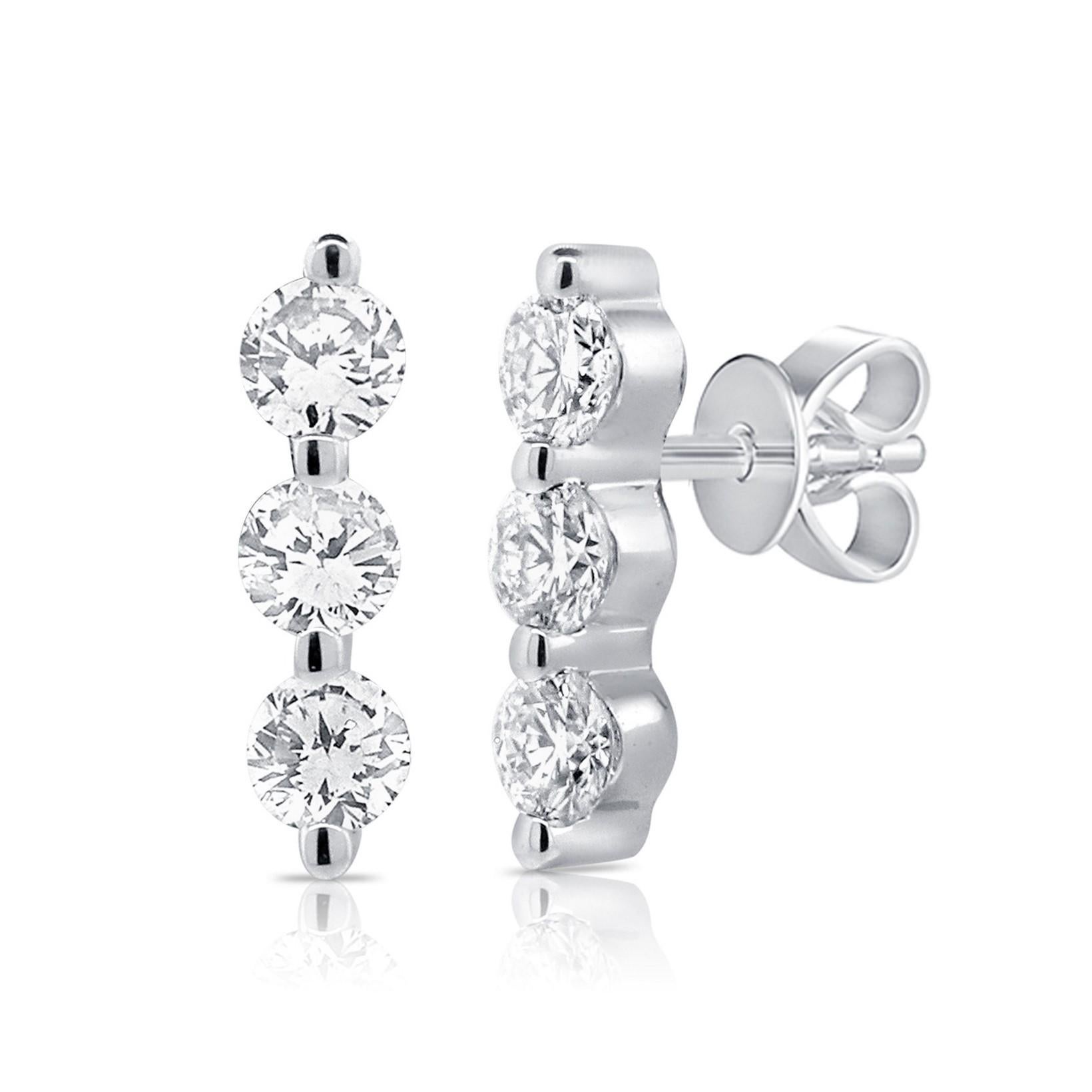 3 stone diamond earrings
