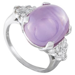 14K White Gold 0.20ct Diamond and Lavender Sapphire Cocktail Ring MF32-062526