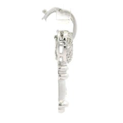 14k White Gold 0.20ctw Pave Diamond Matte Finish Key Heart Enhancer Pendant