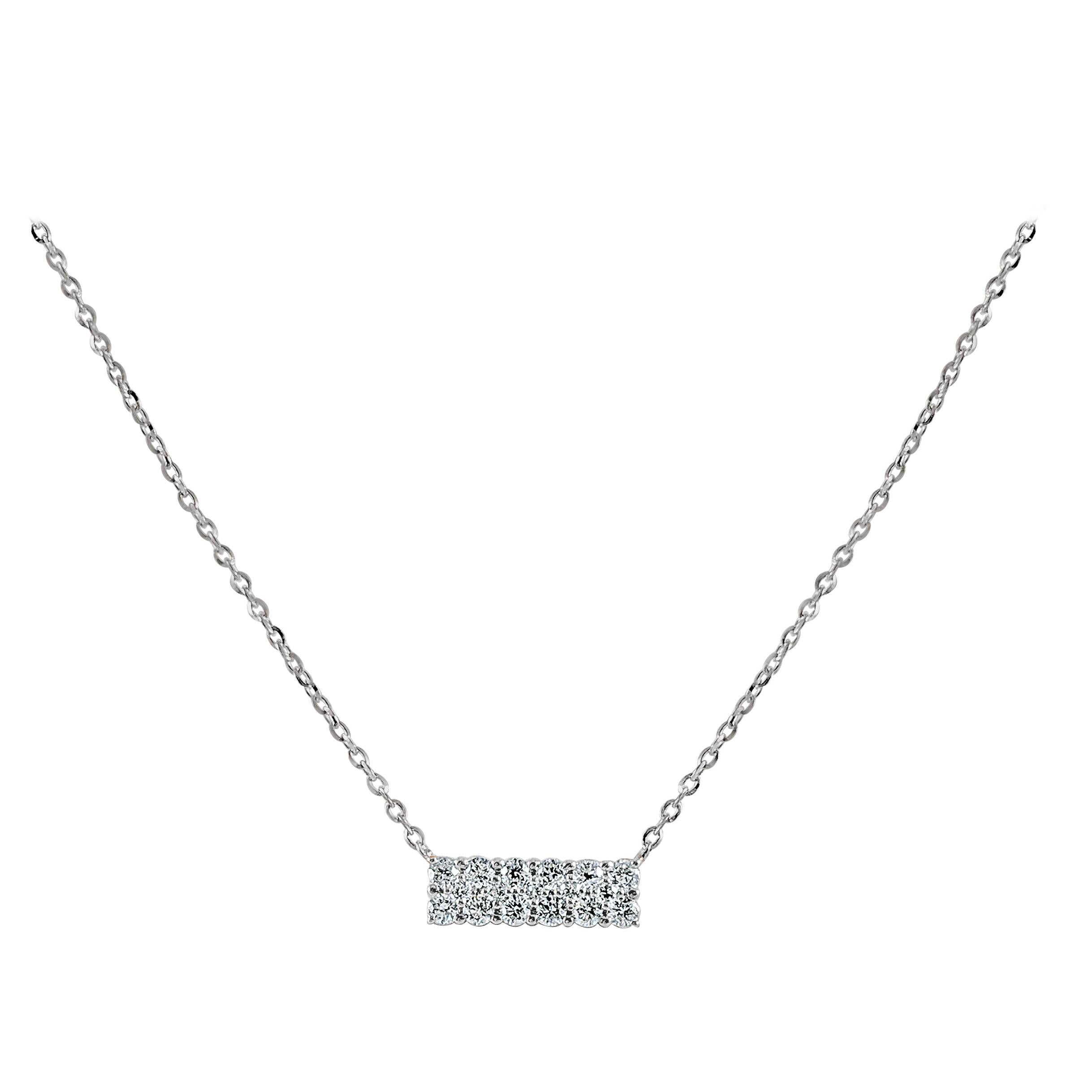 14K White Gold 0.23 Carat Diamond Necklace For Sale