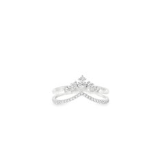 14k White Gold 0.23ctw Round Brilliant Diamonds in a V-Shaped Ring