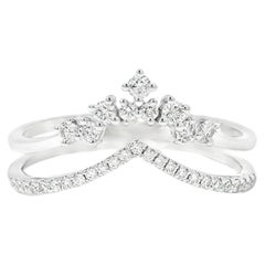 14k White Gold 0.23ctw Round Brilliant Diamonds in a V-Shaped Ring