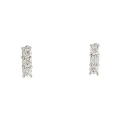 14K White Gold 0.24 Diamond Bar Stud Earrings