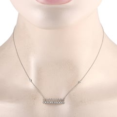 14K White Gold 0.25ct Diamond Bar Necklace