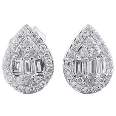 14K White Gold 0.25ct Diamond Cluster Pear Stud Earrings ER29498-W