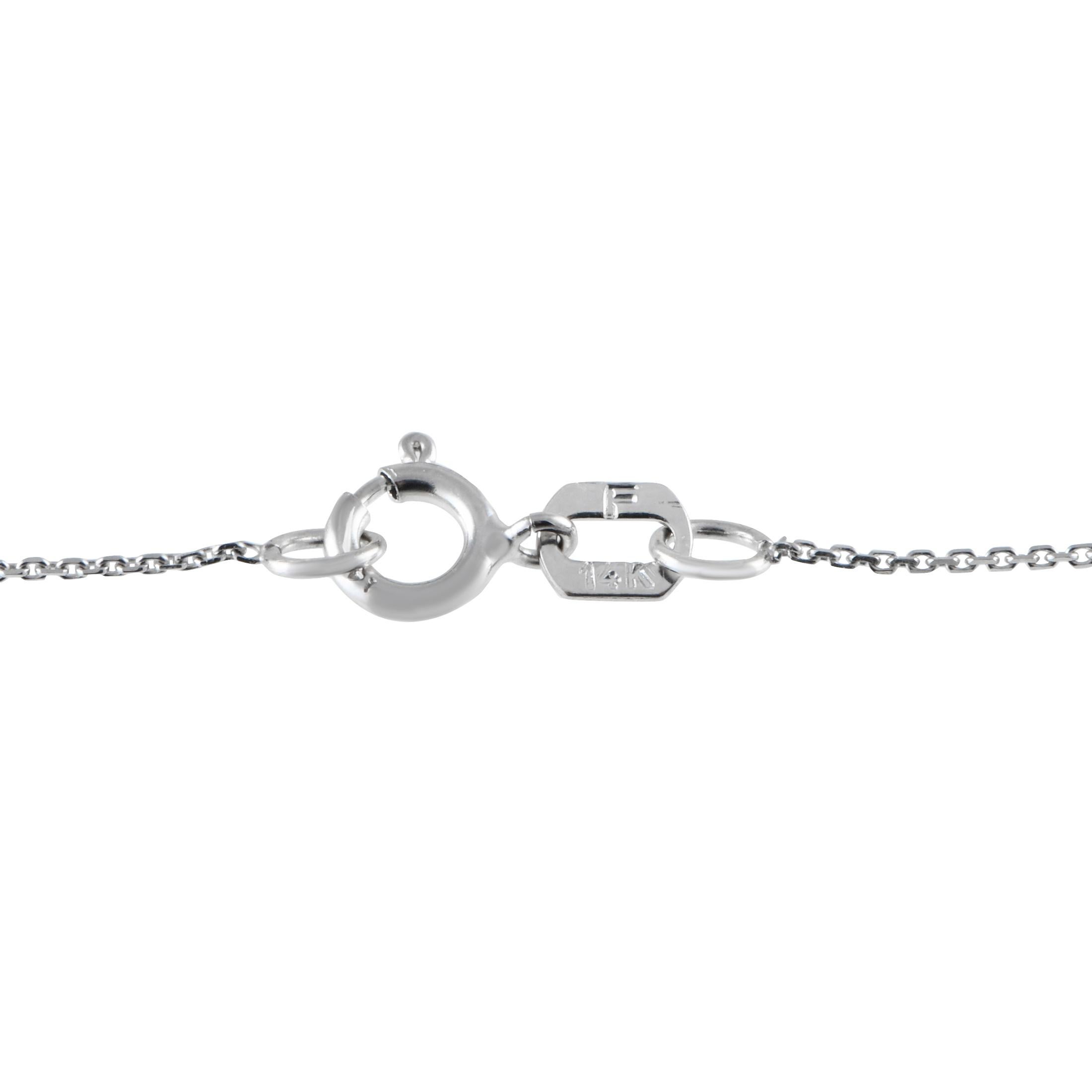Round Cut 14K White Gold 0.25ct Diamond Cushion Necklace For Sale