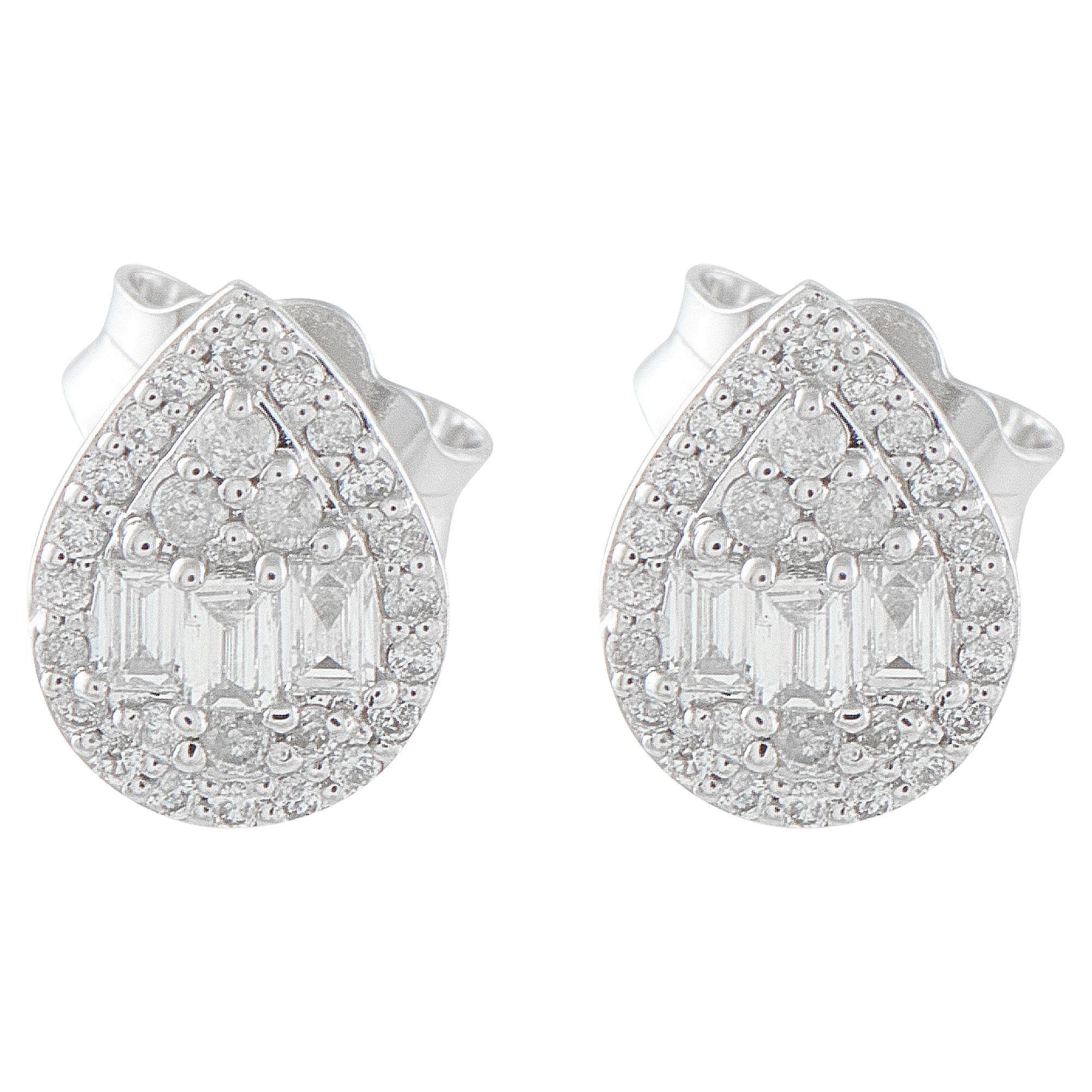 14K Weißgold 0,25ct Diamant-Ohrringe ER29498-W im Angebot