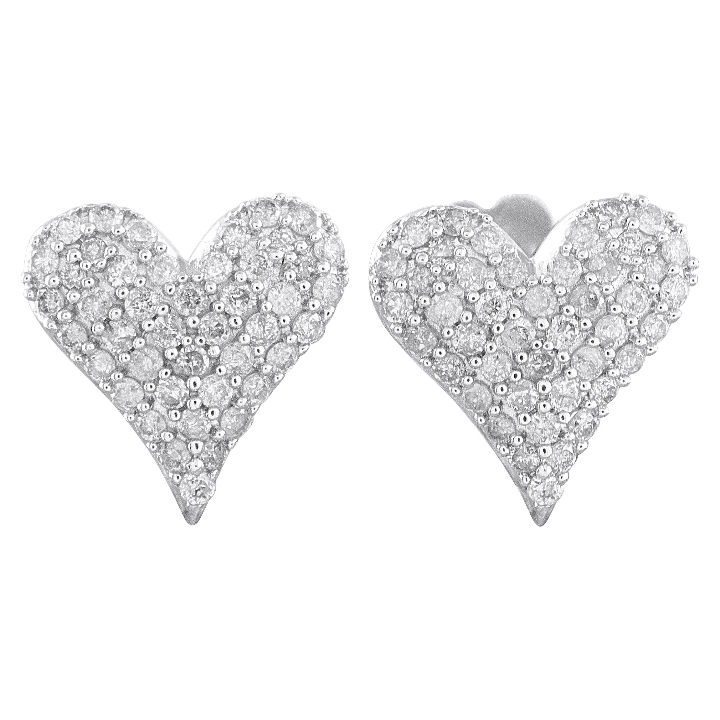 14K White Gold 0.25ct Diamond Heart Earrings ER29626