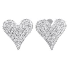 14K White Gold 0.25ct Diamond Heart Earrings ER29626