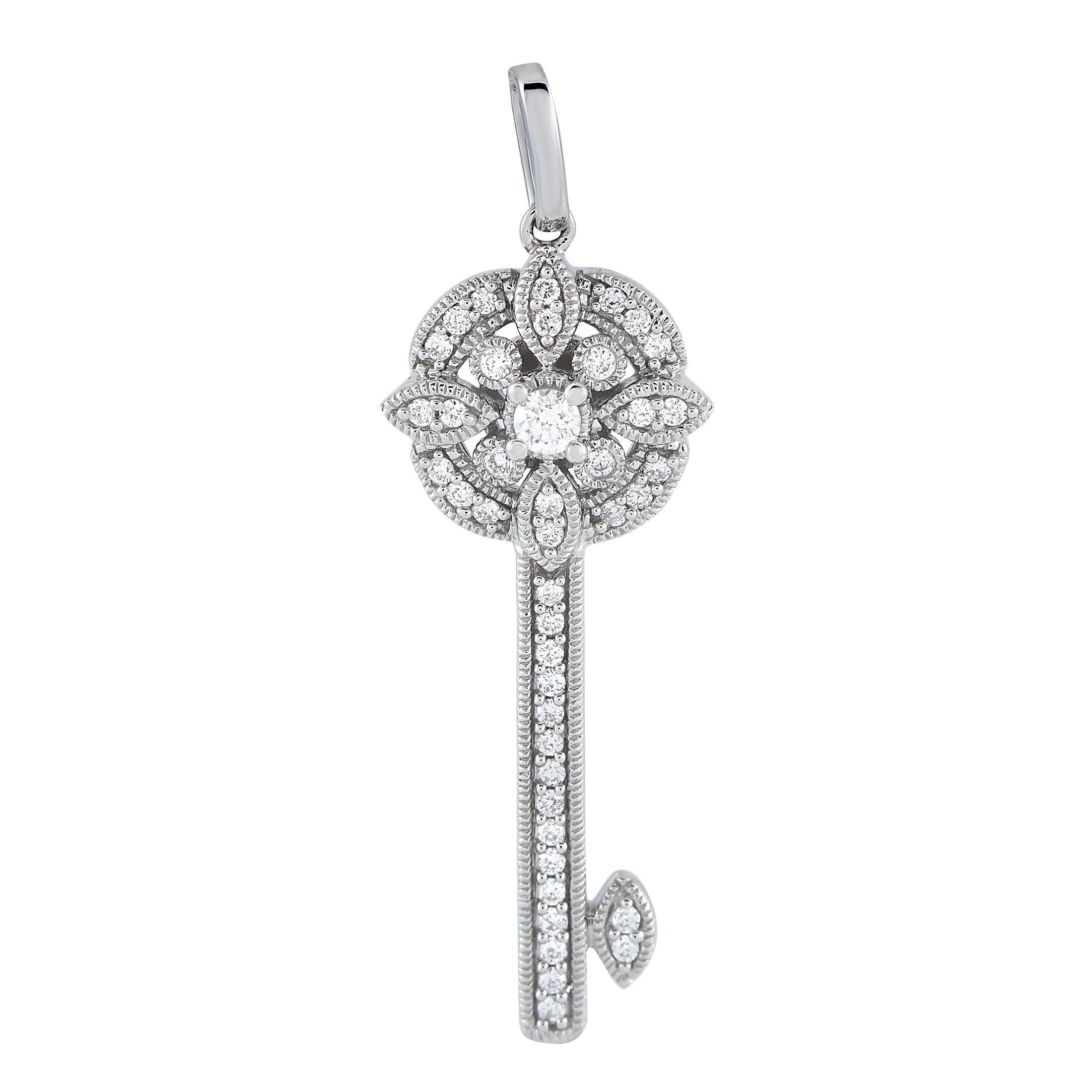 Colgante Llave Diamante 0,25 ct Oro Blanco 14K en venta