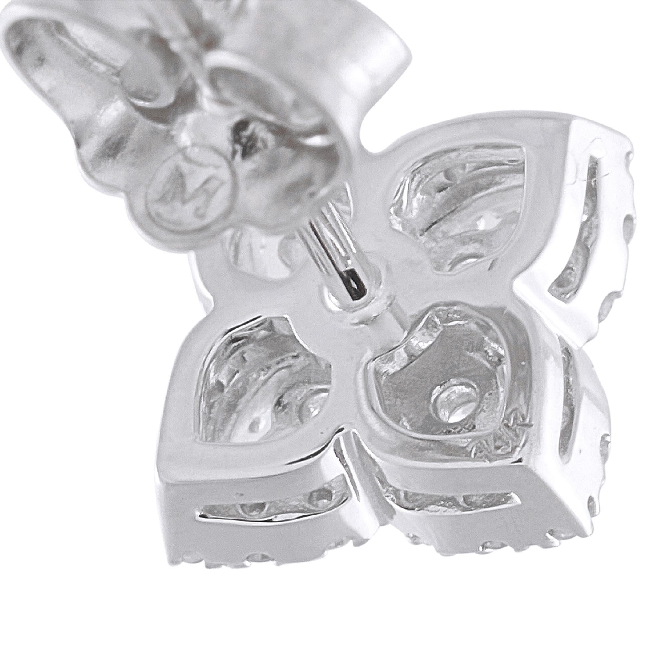 Round Cut 14K White Gold 0.25ct Diamond Quatrefoil Stud Earrings ER29884-W For Sale