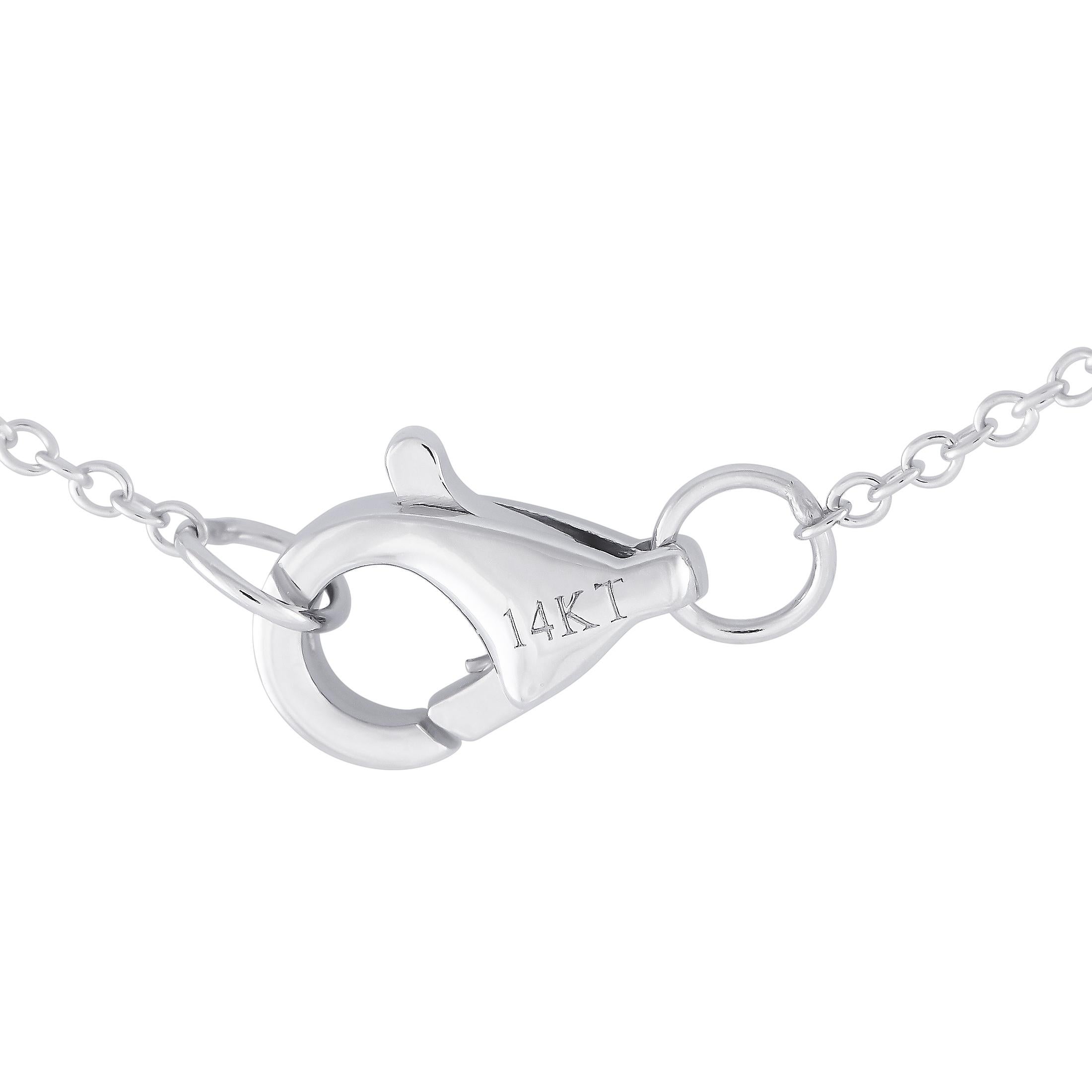 Mixed Cut 14K White Gold 0.25ct Diamond Station Necklace For Sale
