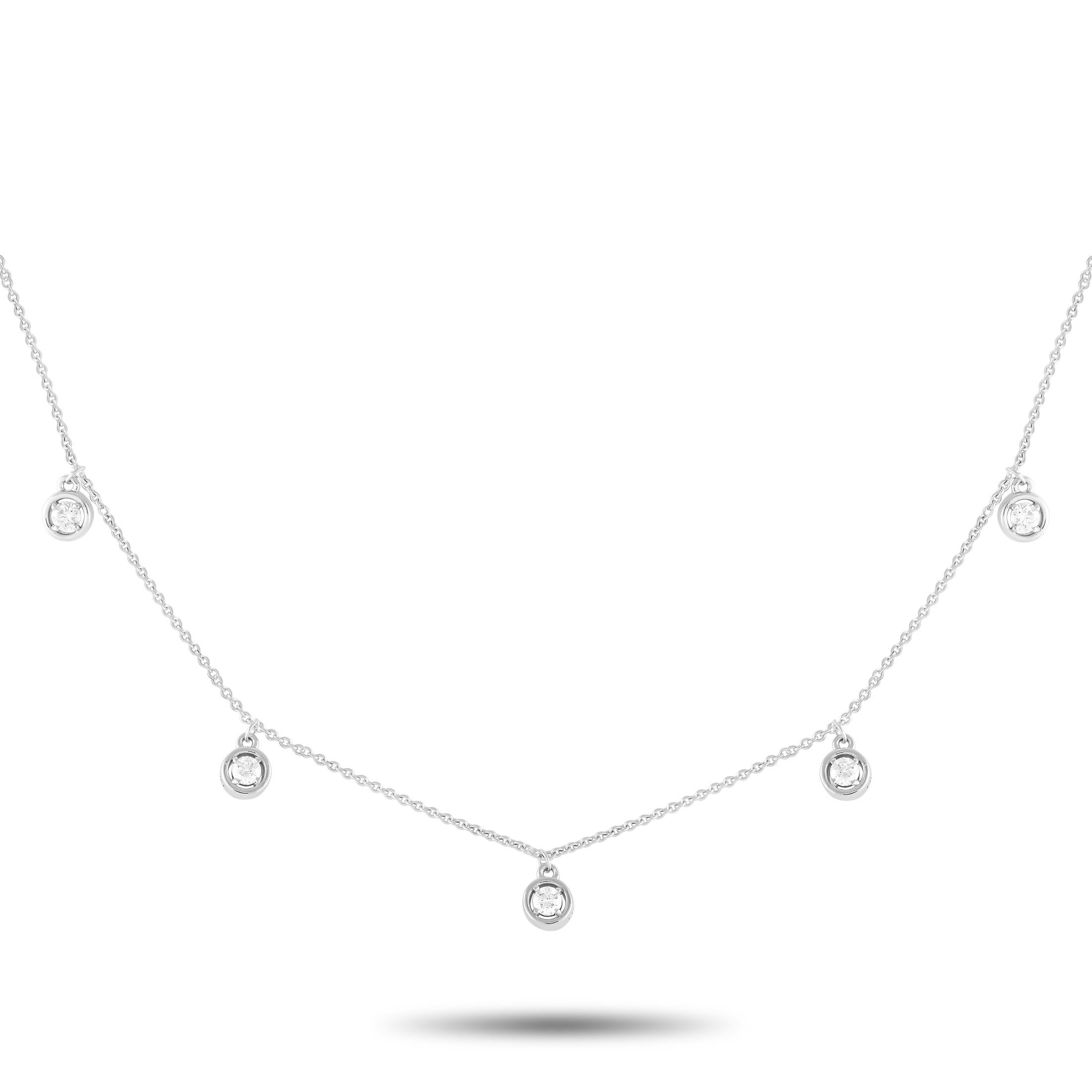 14K White Gold 0.25ct Diamond Station Necklace In New Condition In Southampton, PA