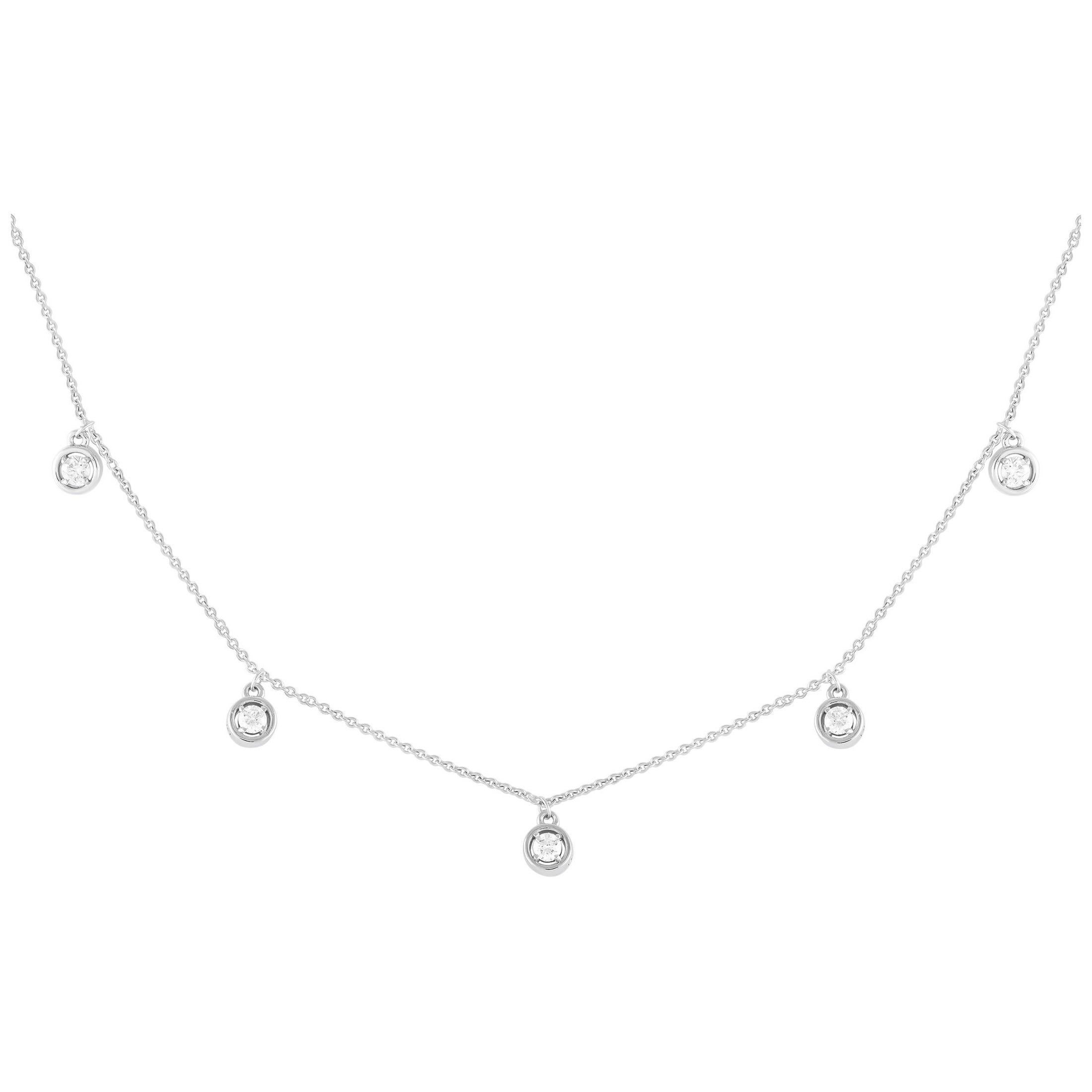 Collana Station in oro bianco 14K con diamanti da 0,25 carati NK01460-W