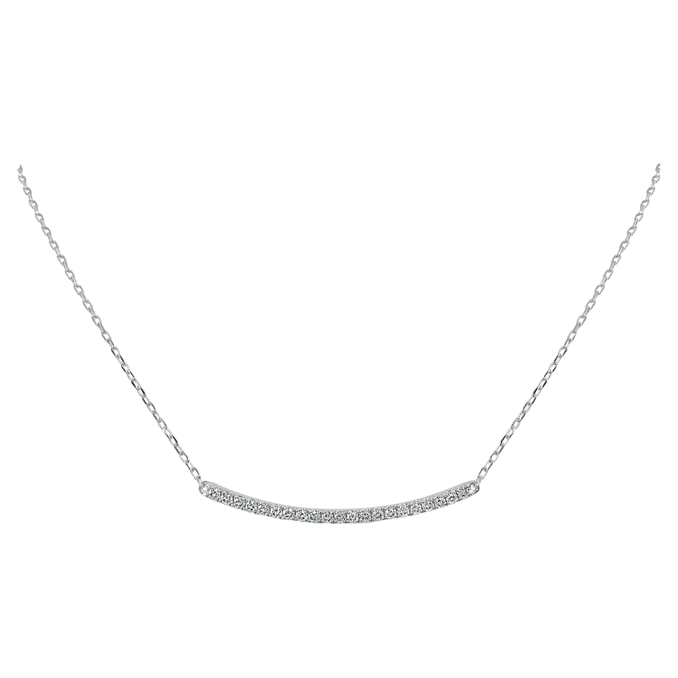 14k White Gold 0.26 Carat Diamond Bar Necklace