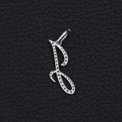 14K White Gold 0.26 CT Natural Diamond Cursive Script Initial J Letter Pendant
