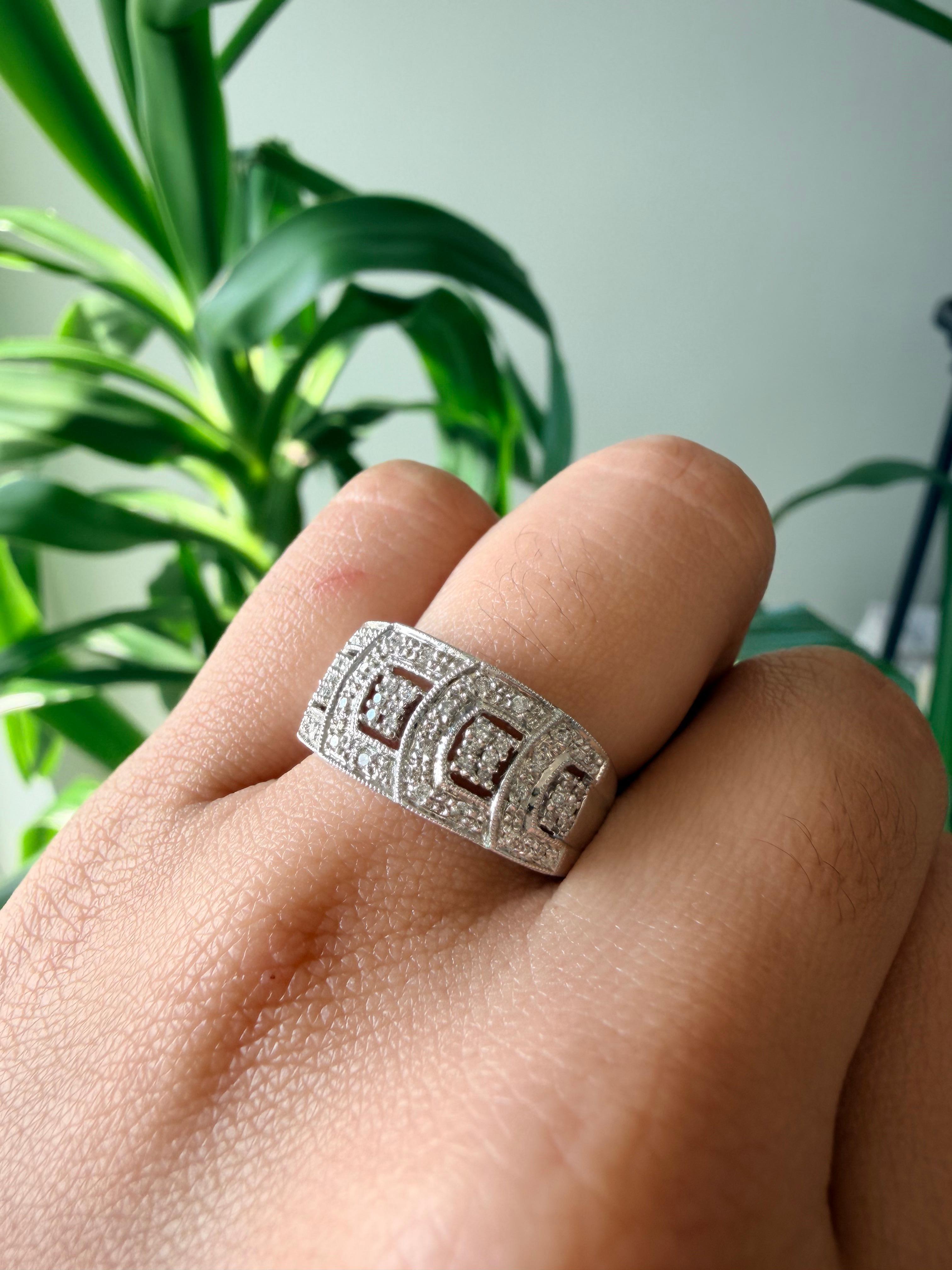 Donna Fascia di diamanti tondi e brillanti in oro bianco 14K da 0,28 CTW