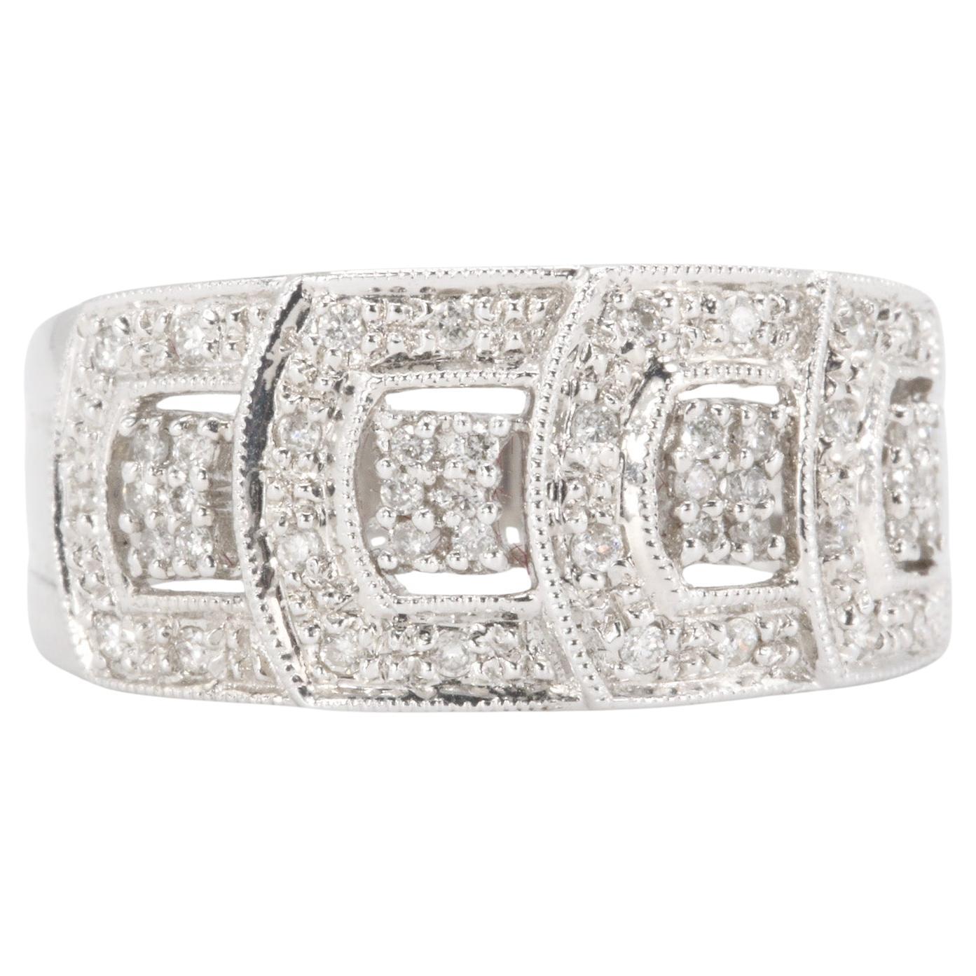 Fascia di diamanti tondi e brillanti in oro bianco 14K da 0,28 CTW